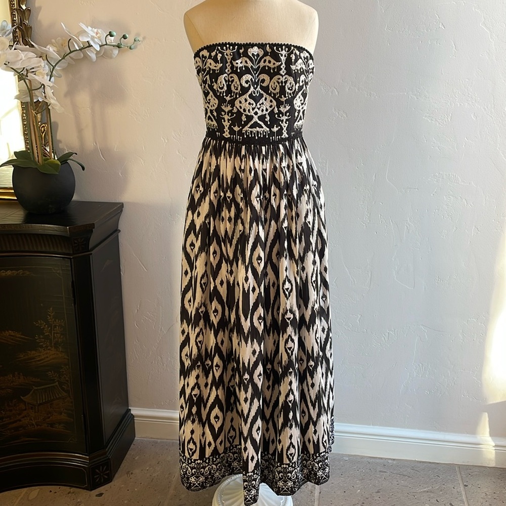 Stunning Payal Jain for Anthropologie long strapless dress Black/whiteNWT small